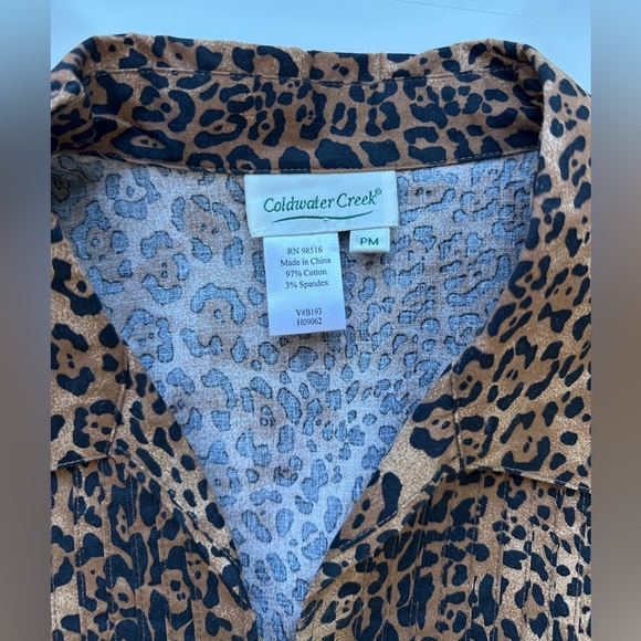 Coldwater Creek Brown Leopard Print Lightweight Zip Shirt Style Jacket Petite M - Picture 2 of 8